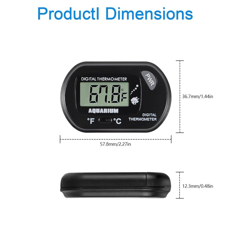 AEDIKO 5pcs Aquarium Thermometer LCD Digital Fish Tank Thermometer with Water-Resistant Sensor Probe and Suction Cup for Turtle Incubators Terrarium Water Thermometer - Image 5